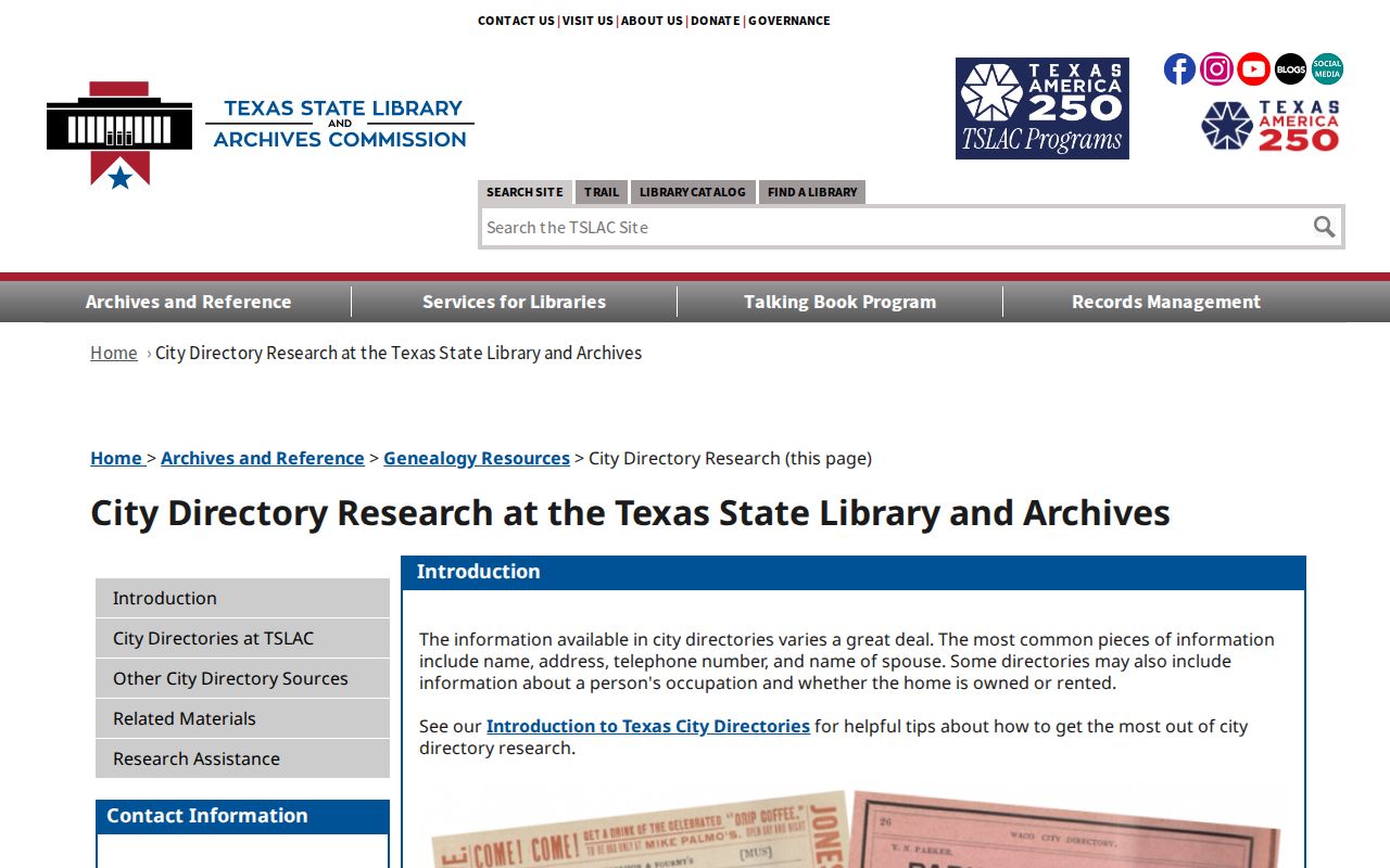 Katy city directory research at the Texas State Library and Archives Commission